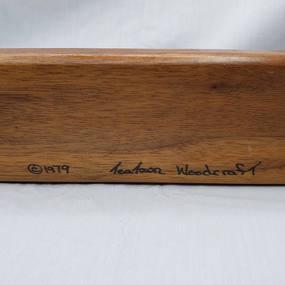 Wood Slotted Sign or Picture Holder Vintage Handcrafted 1979 Teatown Woodcraft - Picture 3 of 9